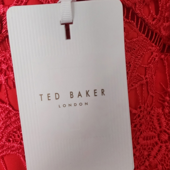 NWT Red Ted Baker Valens Mixed Lace Midi Dress Uk 2/US 6 - Picture 10 of 11